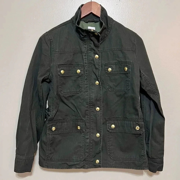 J. Crew Resin-Coated Twill Field Jacket Size MP - Picture 2 of 13